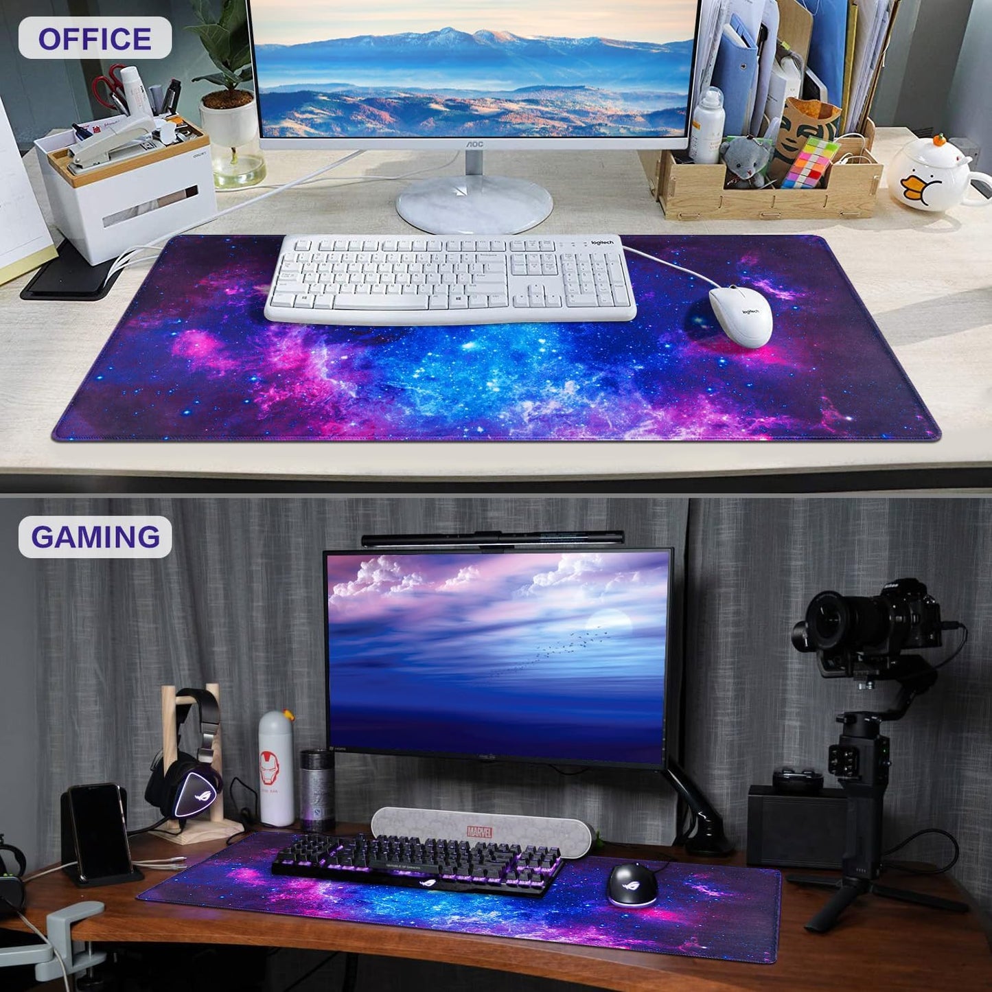 Gaming Mouse Pad, 31.5X15.7Inch Large Extended Mousepad Big Computer Desk Mat for Keyboard and Mouse Full Desk Mouse Mat with Non-Slip & Rubber Base